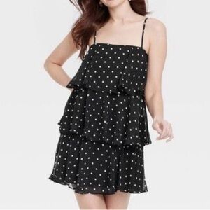 NWT A New Day - Black Polka Dot Tiered Shift Dress